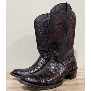 Los Altos Size 11 D Cherry Genuine Crocodile Western Cowboy Boots